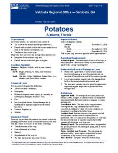 Potato Crop Insurance in Alabama and Florida