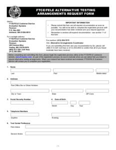 FTCE/FELE Alternative Testing Arrangements Request Form