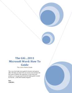 The GiG…[removed]Microsoft Word: How To Guide