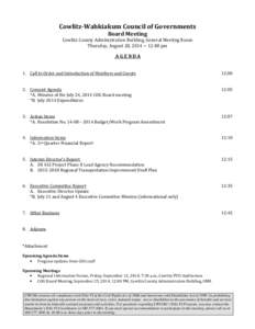 Cowlitz-Wahkiakum Council of Governments Board Meeting Cowlitz County Administration Building, General Meeting Room Thursday, August 28, 2014 ~ 12:00 pm  AGENDA