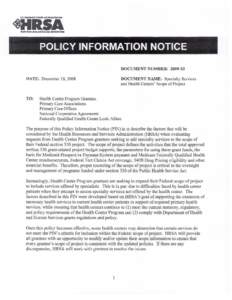 POLICY INFORMATION NOTICE   DOCUMENT NUMBER: DATE: December 18,2008 	  TO: