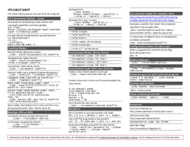 JTR CHEAT SHEET This cheat sheet presents tips and tricks for using JtR JtR Community Edition - Linux Download the JtR Bleeding Jumbo edition with improved capabilities and other goodies.