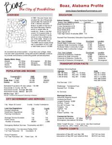 The City of Possibilities OVERVIEW www.boazchamberofcommerce.com EDUCATION