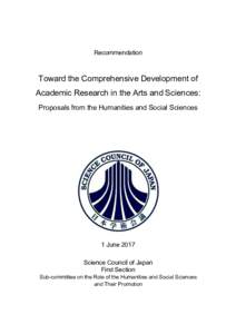 Recommendation  Toward the Comprehensive Development of Academic Research in the Arts and Sciences: Proposals from the Humanities and Social Sciences