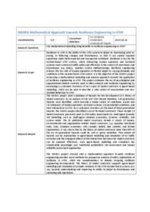     MAREA Mathematical Approach towards Resilience Engineering in ATM  Coordinated by:   Research Questions  