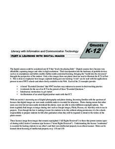 Grades  Literacy with Information and Communication Technology PART 4: LEARNING WITH DIGITAL IMAGES  K-12
