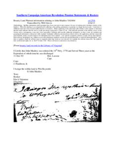 Southern Campaign American Revolution Pension Statements & Rosters Bounty Land Warrant information relating to John Maddox VAS464 Transcribed by Will Graves vsl 2VA[removed]