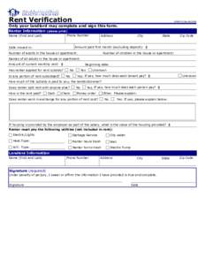 Rent Verification  HW0410 | RevOnly your landlord may complete and sign this form. Renter Information