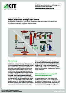 Institut für Katalyseforschung und -technologie (IKFT) Institut für Technische Chemie (ITC) Engler-Bunte-Institut, Bereich I (EBI-CEB) Das Karlsruher bioliq®-Verfahren Integrative Prozesse zur Erzeugung von Synthese-K