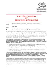 WRITTEN STATEMENT BYTHE WELSH GOVERNMENT