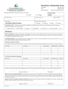 Beneficiary Designation Form Telephone: Fax: Email Address: 17800 Royalton Road • Strongsville, Ohio