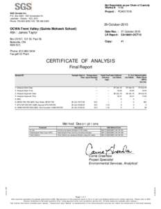 Not Reportable as per Chain of Custody  Works #: 1156 Project : PO#017018