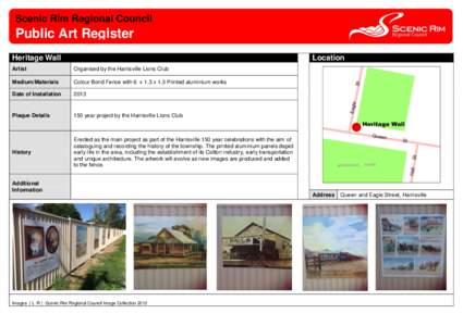 Scenic Rim Regional Council  Public Art Register Heritage Wall  Location