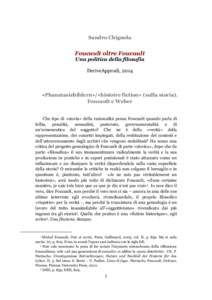 Sandro Chignola  Foucault oltre Foucault Una politica della filosofia DeriveApprodi, 2014