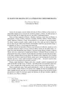 EL RAPTO DE HELENA EN LA LITERATURA GRECORROMANA FÉLIX SÁNCHEZ MARTÍNEZ Universidad de Murcia