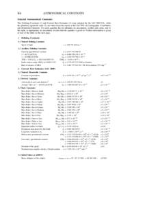 K6  ASTRONOMICAL CONSTANTS Selected Astronomical Constants The Defining Constants (1) and Current Best Estimates (2) were adopted by the IAU 2009 GA, while