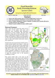 Food Security Early Warning System Agromet Update[removed]Agricultural Season Issue 05 Month: May