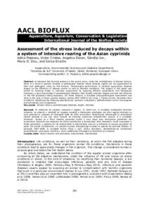 AACL BIOFLUX Aquaculture, Aquarium, Conservation & Legislation International Journal of the Bioflux Society Assessment of the stress induced by decays within a system of intensive rearing of the Asian cyprinids