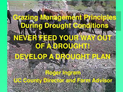 Grazing Management Principles During Drought Conditions NEVER FEED YOUR WAY OUT OF A DROUGHT! DEVELOP A DROUGHT PLAN Roger Ingram