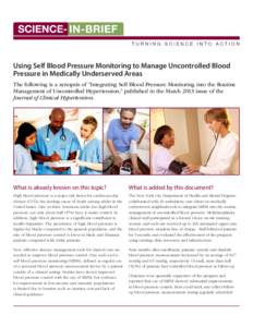 Science-in-Brief: Using Self Blood Pressure Monitoring to Manage Uncontrolled Blood Pressure in Medically Underserved Areas