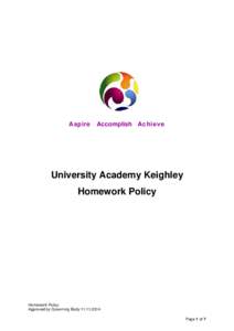 Aspire Accomplish Achieve  University Academy Keighley Homework Policy  Homework Policy