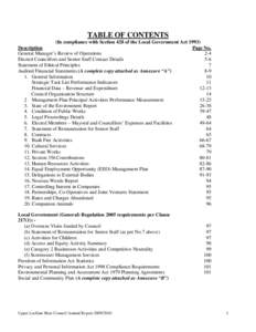 TABLE OF CONTENTS (In compliance with Section 428 of the Local Government ActDescription Page No. General Manager’s Review of Operations 2-4