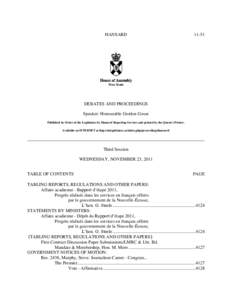 HANSARD[removed]DEBATES AND PROCEEDINGS Speaker: Honourable Gordon Gosse