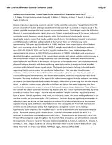 40th Lunar and Planetary Science Conference[removed]pdf Impact Ejecta in a Possible Tsunami Layer in the Hudson River: Regional or Local Event? K. T. Cagen (College Undergraduate Student), D. Abbott, F. Nitsche, A. 