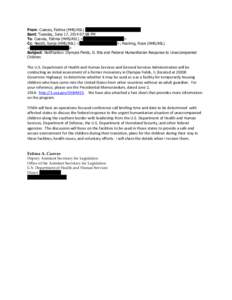 From: Cuevas, Fatima (HHS/ASL) [mailto:Fatima.Cuevas@hhs.gov] Sent: Tuesday, June 17, 2014 07:08 PM To: Cuevas, Fatima (HHS/ASL) <Fatima.Cuevas@hhs.gov> Cc: Nesbit, Sonja (HHS/ASL) <Sonja.Nesbit@hhs.gov>; Hacking, Rose (