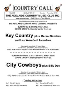 COUNTRY CALL VOL 25.5 NEWSLETTER OF  October – November 2014