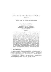 A Quantum Structure Description of the Liar Paradox∗ Diederik Aerts, Jan Broekaert and Sonja Smets