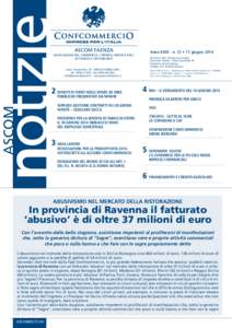 notizie  ASCOM FAENZA Anno XXIX - n. 12 • 11 giugno 2014