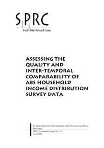 Income distribution / Welfare economics / Distribution of wealth / Australian Bureau of Statistics / United Nations System of National Accounts / Poverty threshold / Economic inequality / Healthy Life Years / Socioeconomics / Statistics / Economics