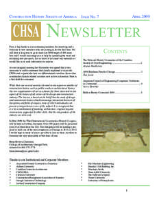 Construction History Society of America  April 2009 Issue No. 7