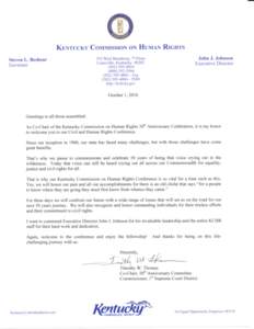 KENTUCKY COMMISSION ON HUMAN RIGHTS Steven L. Beshear Governor 332 West Broadway, 7lh Floor ^ ^ ^ 4 0