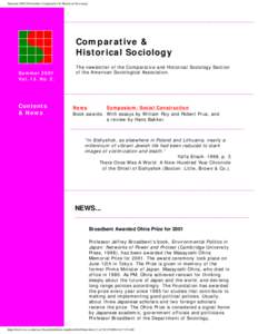Summer 2001 Newsletter, Comparative & Historical Sociology