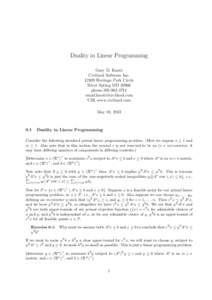 Duality in Linear Programming Gary D. Knott Civilized Software Inc[removed]Heritage Park Circle Silver Spring MD[removed]phone:[removed]