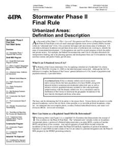 Stormwater Phase II Rule: Urbanized Areas: Definition and Description - Revised June 2012