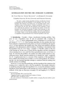 The Annals of Statistics 2004, Vol. 32, No. 4, 1698–1722 DOI009053604000000058 © Institute of Mathematical Statistics, 2004  GENERALIZATION BOUNDS FOR AVERAGED CLASSIFIERS