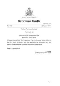 Northern Territory of Australia  Government Gazette ISSN-0157-833X  No. S102