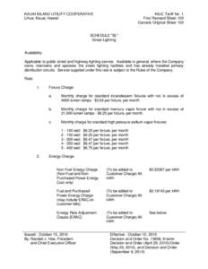 KAUAI ISLAND UTILITY COOPERATIVE Lihue, Kauai, Hawaii KIUC Tariff No. 1 First Revised Sheet 103 Cancels Original Sheet 103