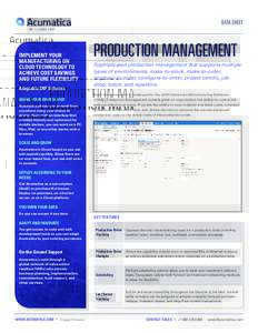 DATA SHEET  IMPLEMENT YOUR MANUFACTURING ON CLOUD TECHNOLOGY TO ACHIEVE COST SAVINGS