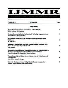IJMMR International Journal of Management and Marketing Research VOLUME 3  NUMBER 2