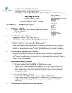 AQUATIC AND GYMNASTICS TEAMS WORK GROUP 2100 Clarendon Boulevard, Suite 314, Arlington, VA[removed]TEL[removed]FAX[removed]TTY[removed]http://parks.arlingtonva.us/aquatics-gymnastics-work-group/ Meeting Agen