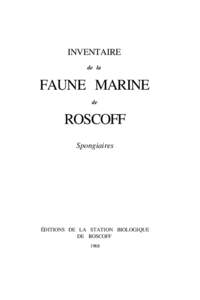 INVENTAIRE de la FAUNE MARINE de