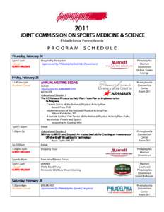[removed]JOINT COMMISSION ON SPORTS MEDICINE & SCIENCE Philadelphia, Pennsylvania  PROGRAM SCHEDULE