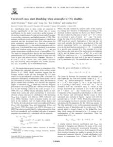 Islands / Chemistry / Fisheries / Effects of global warming / Anthozoa / Ocean acidification / Coral / Atoll / Carbon dioxide / Coral reefs / Physical geography / Water