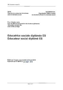 PEC Education sociale ES  SPAS Plate-forme suisse des formations dans le domaine social