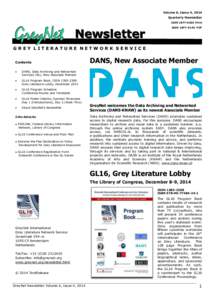 Volume 6, Issue 4, 2014 Quarterly Newsletter ISSN[removed]Print GreyNet