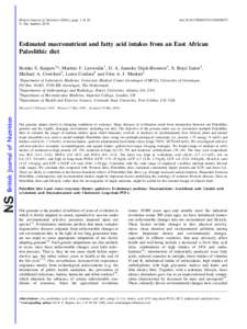 Estimated macronutrient and fatty acid intakes from an East African Paleolithic diet
